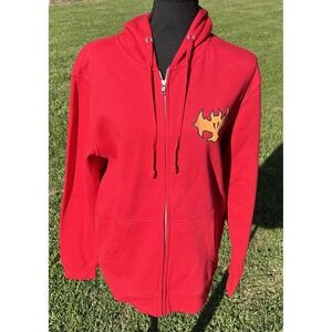 Magic The Gathering Hoodie‎ Mens Small Red Full Zip Fleece Graphic Sweatshirt